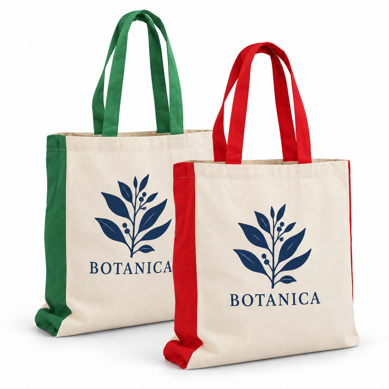 Bag with coloured handles and gusset