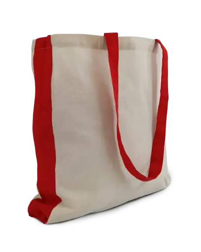 Bag with red handle and gusset