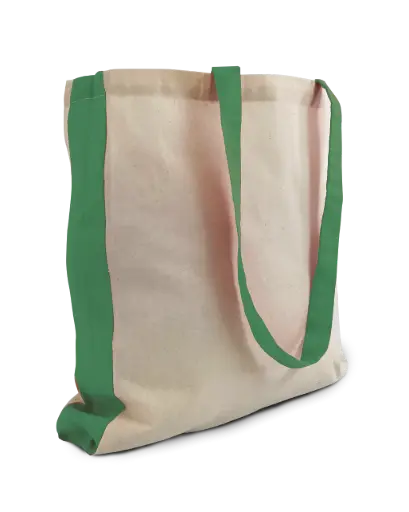 Bag with green handle and gusset